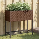  Vrtne sadilice s policom 2 kom smeđe 70 x 28 x 70 cm poliratan | shoptok.hr