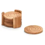 Set podstavek za kozarec 12cm / 7 kos / okrogel / les, (20926424)