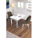 Hanah home trpezarijski set Arp, sto i 2 stolice, bela ploča, braon tkanina Babyface | Eponuda.com