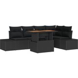 vidaXL 6-delni vrtni sedežni set z blazinami črn poli ratan | Shoptok.si
