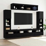  Set TV komoda S LED lampica 6 pcs Crni hrast Konstruirano drvo | shoptok.hr