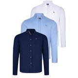 Dewberry TRIPLE SET G674 MEN'S SHIRT-NAVY-WHITE-BABY BLUE | ePonuda.com