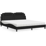 The Living Store Postelja z vzmetnico črna 180x200 cm umetno usnje - Postelja, (21610447) | Shoptok.si