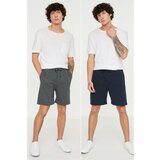 Trendyol Anthracite-Navy Blue Men's Regular Fit 2-Pack Shorts & Bermuda Cene