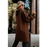 numoco basic 632-2 Casual coat with a zipper and fashionable details - chocolate | Shoptok.si
