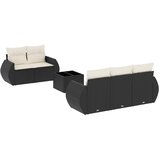  6-dijelni set vrtnih sofa s jastucima crni od poliratana | shoptok.hr
