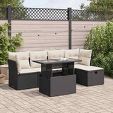 Maison Chic Seti vrtnega pohištva - Vrtna garnitura - Vrtni pohištvo set 6-delna z blazinami črna poli ratan, (21805103) | Shoptok.si