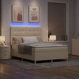  LED Box Spring Krevet s madracem Krema 140 x 190 cm tkanina | shoptok.hr