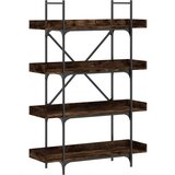  The living store knjižna omara 4-nadstropna dimljen hrast 100x33x145,5 inž. les - knjižna omara, (21499635) | Shoptok.si