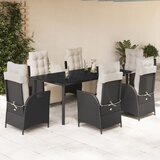  7-dijelni vrtni blagovaonski set s jastucima crni od poliratana Crna Dužina stola 200 cm | Shoptok.si