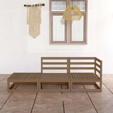  Sedežna garnitura 3-delna medeno rjava trdna borovina | Shoptok.si