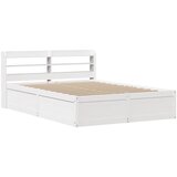 Maison Chic Posteljni okvir - Dvoposteljna postelja - Zakonska postelja z vzglavjem bel 135x190 cm trdna borovina, (21694029) | Shoptok.si