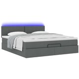 vidaXL Otomanski posteljni okvir z vzmetnico siv 160x200 cm blago | Shoptok.si