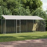  Kavez za psa s krovom Srebrno 600 x 200 x 256 cm Čelik i PE | Eponuda.com