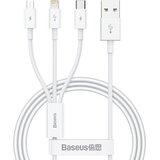 Baseus Superior Series USB-A polnilni kabel 3v1 z USB-C, Micro USB in Lightning priključkom 3.5A bele barve dolžine 1m u