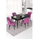 Hanah home trpezarijski set Nef, sto na razvlačenje i 4 stolice, ploča u dekoru crnog mermera, ljubičasta tkanina Jerry | Eponuda.com