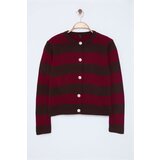 Trendyol Brown Striped Basic Knitwear Cardigan cene