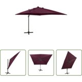  The Living Store Vrtni senčnik z LED lučkami bordo rdeč 300 cm - Previsni Senčnik, (21743623) Cene