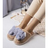 Gemre Beige and Gray Soft Bee Slippers | shoptok.hr