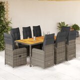 vidaXL 9-dijelni vrtni bistro set od poliratana s jastucima sivi | shoptok.hr