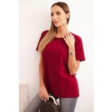 Polski Women's cotton blouse in a classic cut maroon Cijene
