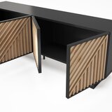 Marckeric Črna/naravna TV omarica v hrastovem dekorju 161x55x35 cm Alana – | Shoptok.si