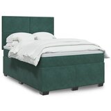 vidaXL Box spring postelja z vzmetnico temno zelen 140x190 cm žamet Cene