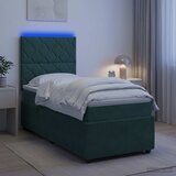  LED okvir za krevet s madracem Tamnozelena 80 x 200 cm Baršun | shoptok.hr