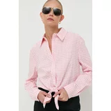 Guess Košulja za žene, boja: ružičasta, regular, s klasičnim ovratnikom
