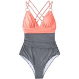  ženski jednodelni kupaći kostim J4 narandžasto-sivi Cene
