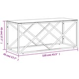  Stolić za kavu 110 x 45 x 45 cm od nehrđajućeg čelika i stakla | shoptok.hr