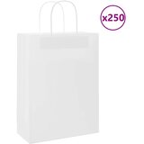  Papirnate vrećice 250 kom s ručkama bijele 26x12x35 cm | shoptok.hr