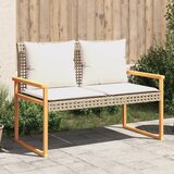  The Living Store Vrtna klop z blazino kombinacija bež poli ratan in akacijev les - Vrtna Klop, (21480296) | Shoptok.si