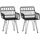Maison Chic Vrtni Stoli - Stol za vrt 2 kosa z naslonom za roke črn 56x64x80 cm PE ratan JS531, (21877723) Cene