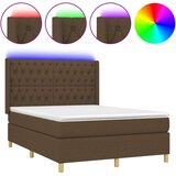  Box spring postelja z vzmetnico LED temno rjava 140x190cm blago, (20726225) | Shoptok.si
