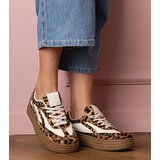Gemre Camel Leopard Print Sneakers on Thick Soles | Shoptok.si