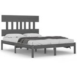 vidaXL Posteljni okvir siv iz trdnega lesa 135x190 cm 4FT6, (20643797) Cene