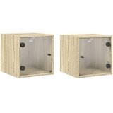  Noćni ormarići staklena vrata 2 kom boja hrasta 35x37x35 cm | shoptok.hr