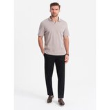 Ombre Men's classic cut chino pants with fine texture - black Cijene