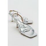 LuviShoes Narva Silver Metallic Women's Heeled Shoes Cene