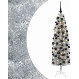  Umjetno usko božićno drvce s kuglicom 180 cm 300 LED lampica - 180 cm s LED-ima i crnim lopticama | shoptok.hr