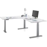 CARRYHOME KOTNA PISALNA MIZA leseni material bela, barve aluminija | Shoptok.si