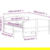  Posteljni okvir z vzglavjem voščeno rjava 135x190 cm borovina, (21056532) | Shoptok.si