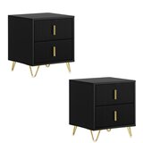 SoBuy Nočna omarica z 2 predaloma Črn 63x46.5x47.3cm Funkcionalen FBT115-SCHX2, (5000091592) Cene