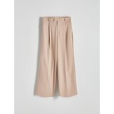 Reserved - Hlače od mješavine viskoze izglačane na crtu - bež | shoptok.hr