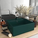 vidaXL Razkošen umivalnik kvadraten mat temno zelen 41x41 cm keramika | Shoptok.si