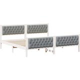 vidaXL Konstrukcija postelje z vzglavjem Svetlo siva 200 x 200 cm | Shoptok.si