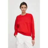 Tommy Hilfiger Bombažen pulover ženska, rdeča barva