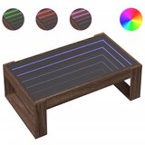 Maison Chic Klubska mizica - kavna mizica - Nizka mizica z neskončnimi LED rjavi hrast 90x53x30 cm, (21752136) Cene