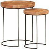 vidaXL 2-dijelni set stolića za kavu masivno bagremovo drvo i čelik | shoptok.hr